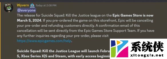 《自杀小队：消灭正义联盟》Epic版宣布跳票一个月！
